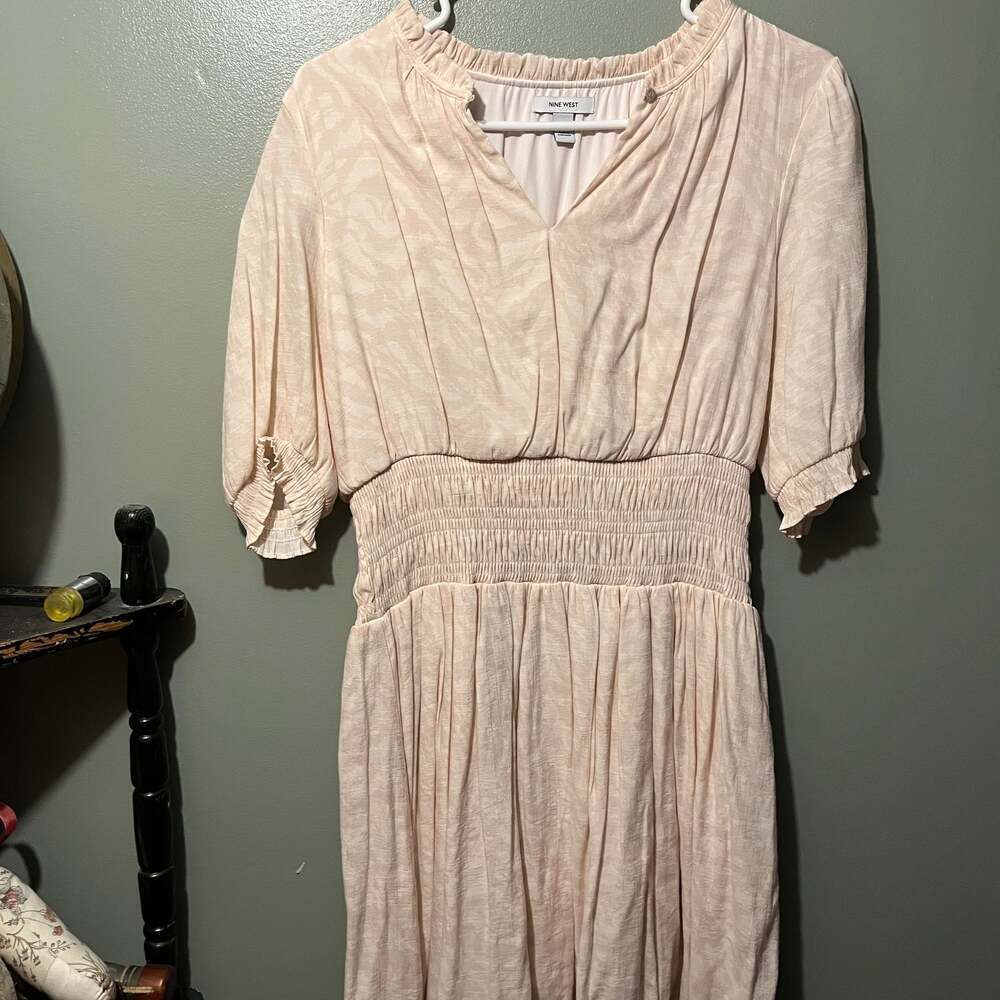 Nine West Blush Pink Smocked Waist Mini Dress